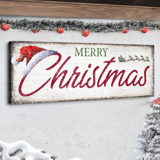 Vintage Merry Christmas Sign IV canvas by Tailored Canvases with distressed wood look on Tampa Home & Garden Store