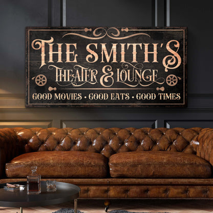 Personalized Theater Sign Canvas by Tailored Canvases with copper THE SMITH'S THEATER & LOUNGE on Tampa Home & Garden Store