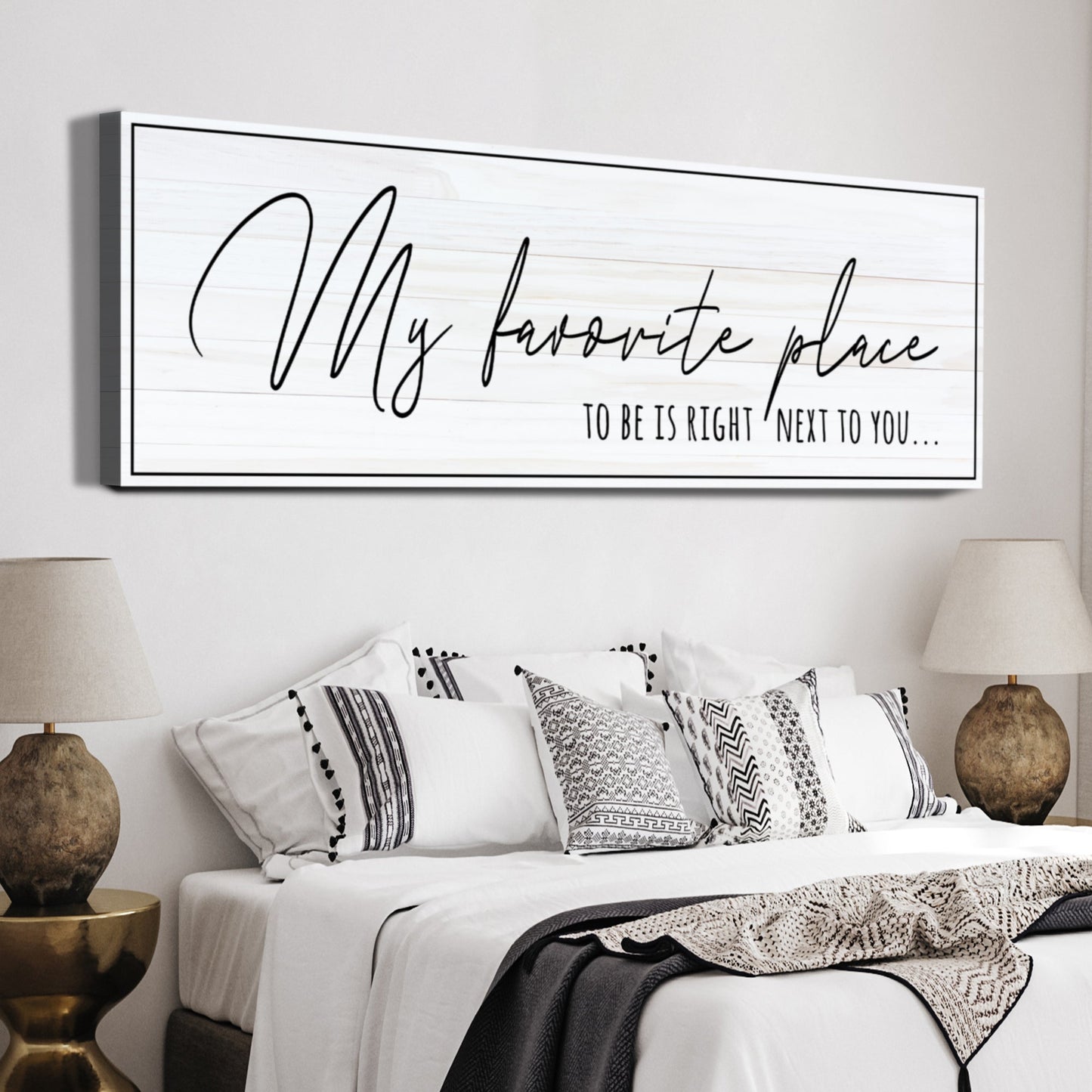 Tailored Canvases canvas sign with black script My favorite place to be right next to you... on Tampa Home & Garden Store