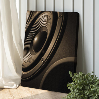 Music Equipment Speakers Sepia Canvas Wall Art with circular speaker pattern for crafting on Tampa Home & Garden Store