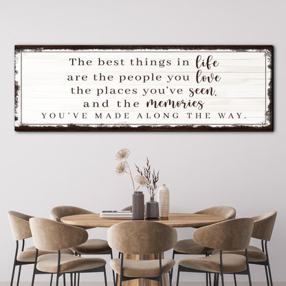 Canvas sign The Best Things In Life Sign VII by Tailored Canvases with a distressed frame on Tampa Home & Garden Store