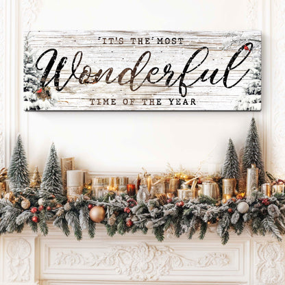 Canvas crafting sign by Tailored Canvases with rustic wood plank texture and festive garland on Tampa Home & Garden Store