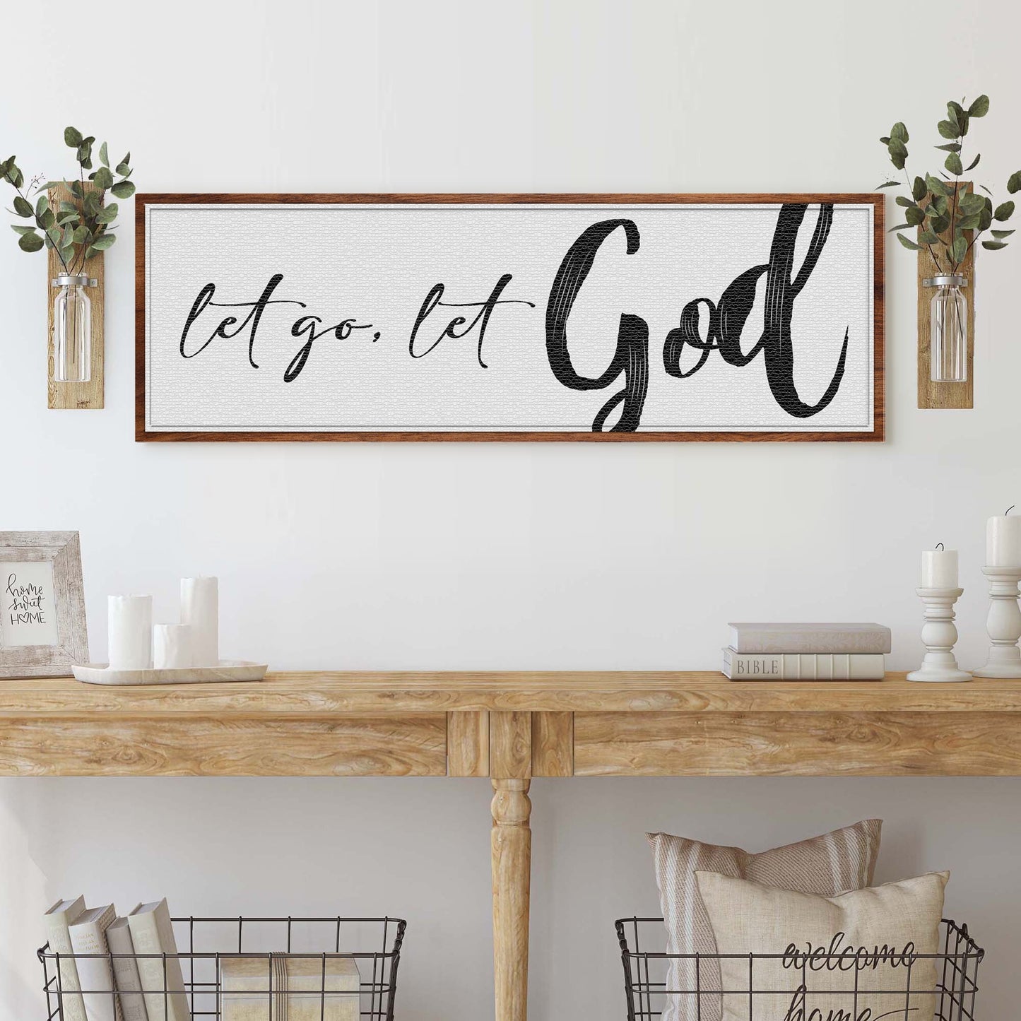Let Go Let God Faith Sign VI canvas by Tailored Canvases, framed canvas with white background on Tampa Home & Garden Store