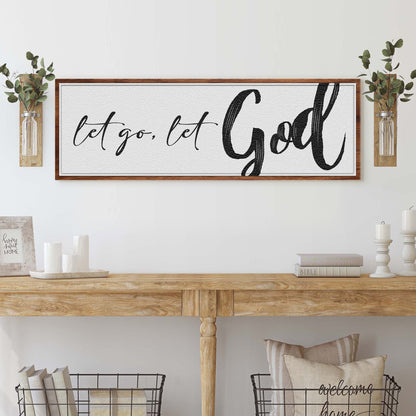 Let Go Let God Faith Sign VI canvas by Tailored Canvases, framed canvas with white background on Tampa Home & Garden Store