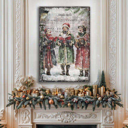 Vintage Christmas Carolers Wall Art II canvas by Tailored Canvases, snowy carolers on Tampa Home & Garden Store