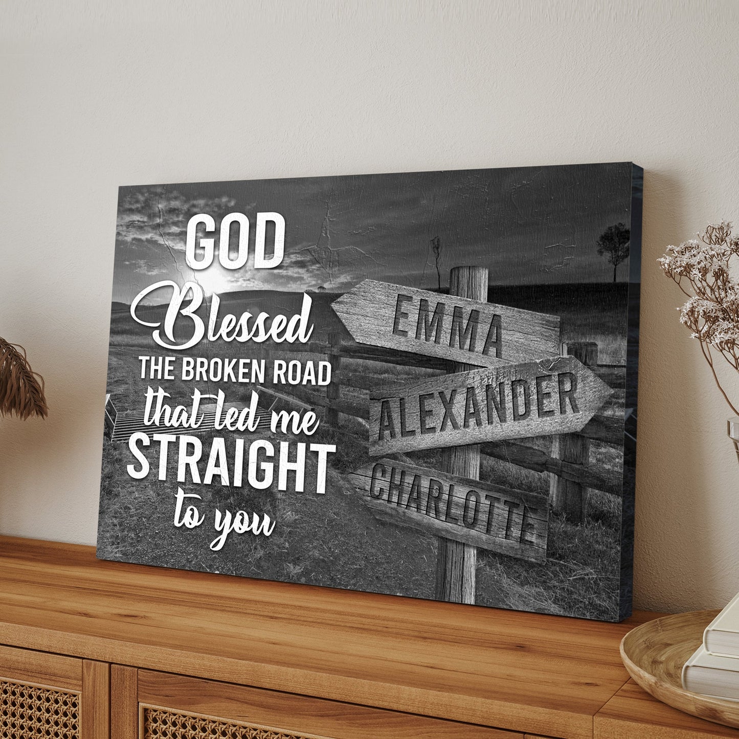 That Led Me To You Family Names Sign canvas by Tailored Canvases with rustic collage Emma Alexander on Tampa Home & Garden Store