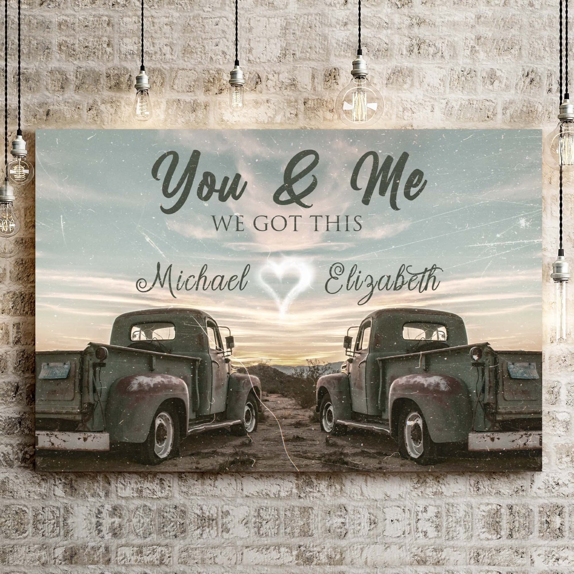 Vintage truck themed crafting canvas sign with two rear pickup trucks on a rustic backdrop on Tampa Home & Garden Store