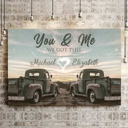 Vintage truck themed crafting canvas sign with two rear pickup trucks on a rustic backdrop on Tampa Home & Garden Store