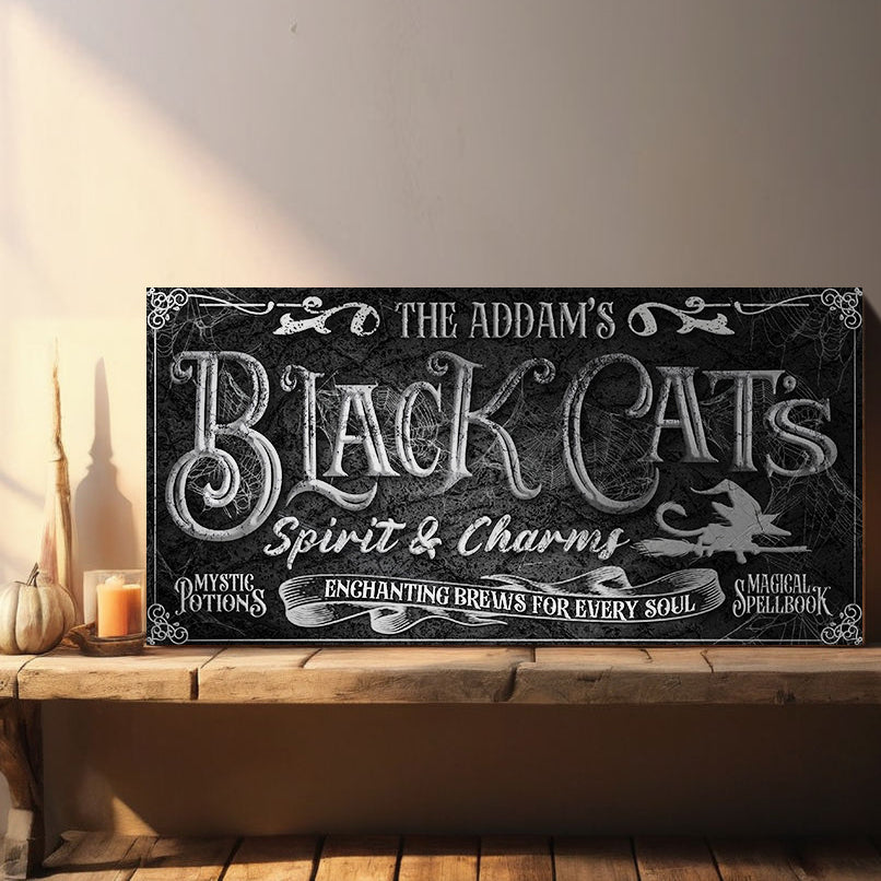Canvas sign Black Cat's Spirit & Charms Bar Halloween II chalkboard by Tailored Canvases on Tampa Home & Garden Store
