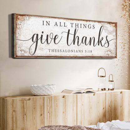 Tailored Canvases canvas faith sign In All Things Give Thanks Thessalonians 5:18 border on Tampa Home & Garden Store