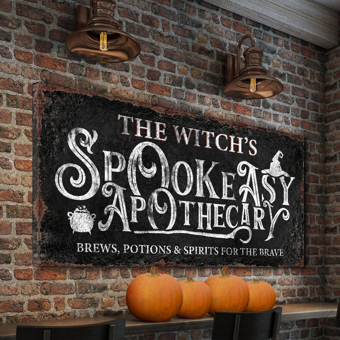 Canvas wall art The Witch's Spookeasy Apothecary sign with chalkboard by Tailored Canvases on Tampa Home & Garden Store
