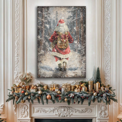 Vintage Santa Claus in Winter Forest Christmas wall art canvas Tailored Canvases on Tampa Home & Garden Store