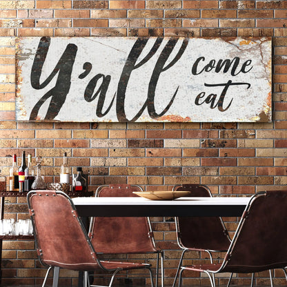 Y'all Come Eat Kitchen Sign III canvas by Tailored Canvases, distressed rustic wall art on Tampa Home & Garden Store