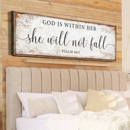 Canvas sign God Is Within Her She Will Not Fall Psalm 46:5 by Tailored Canvases on Tampa Home & Garden Store