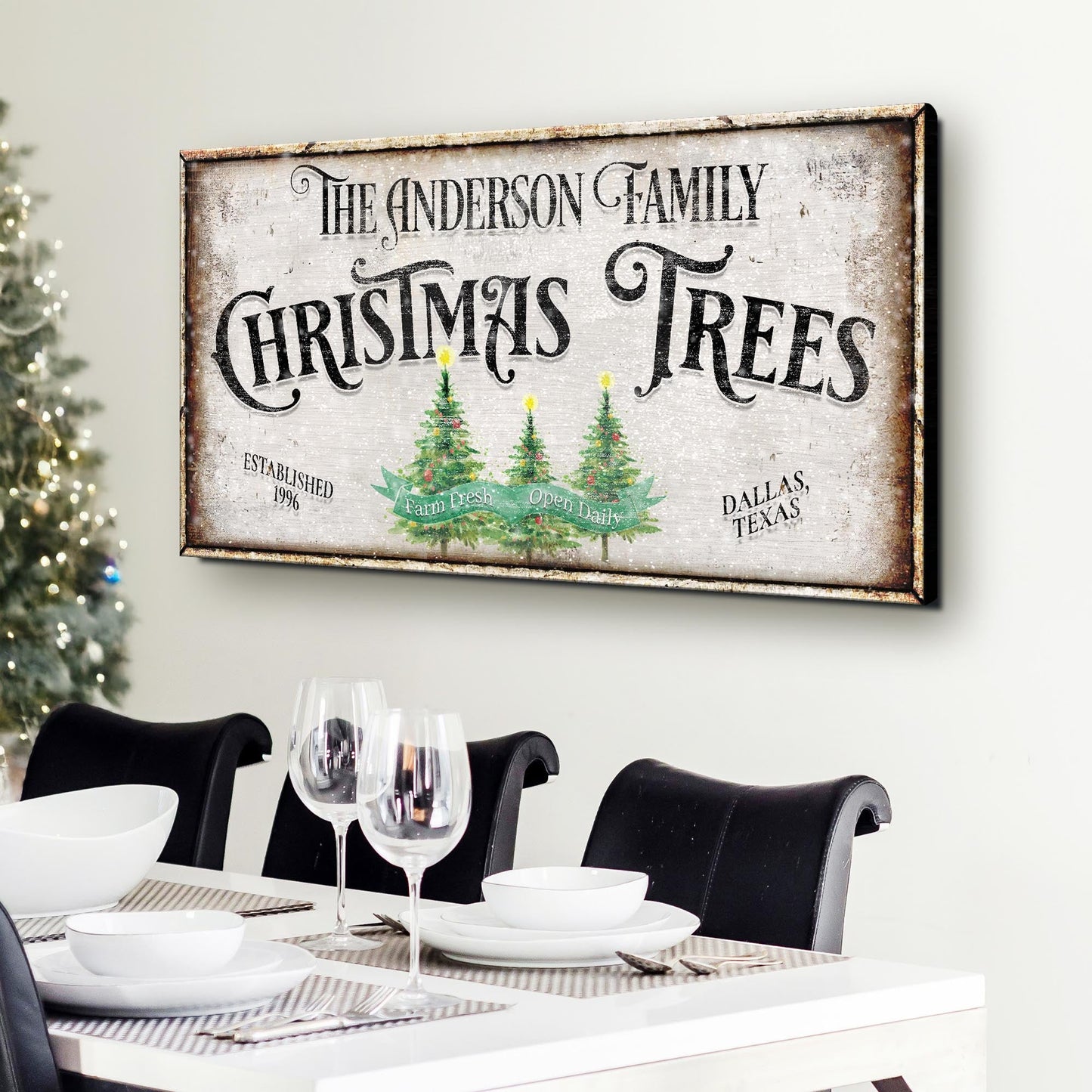 Family Christmas Tree Farm Sign III canvas art Tailored Canvases on Tampa Home & Garden Store