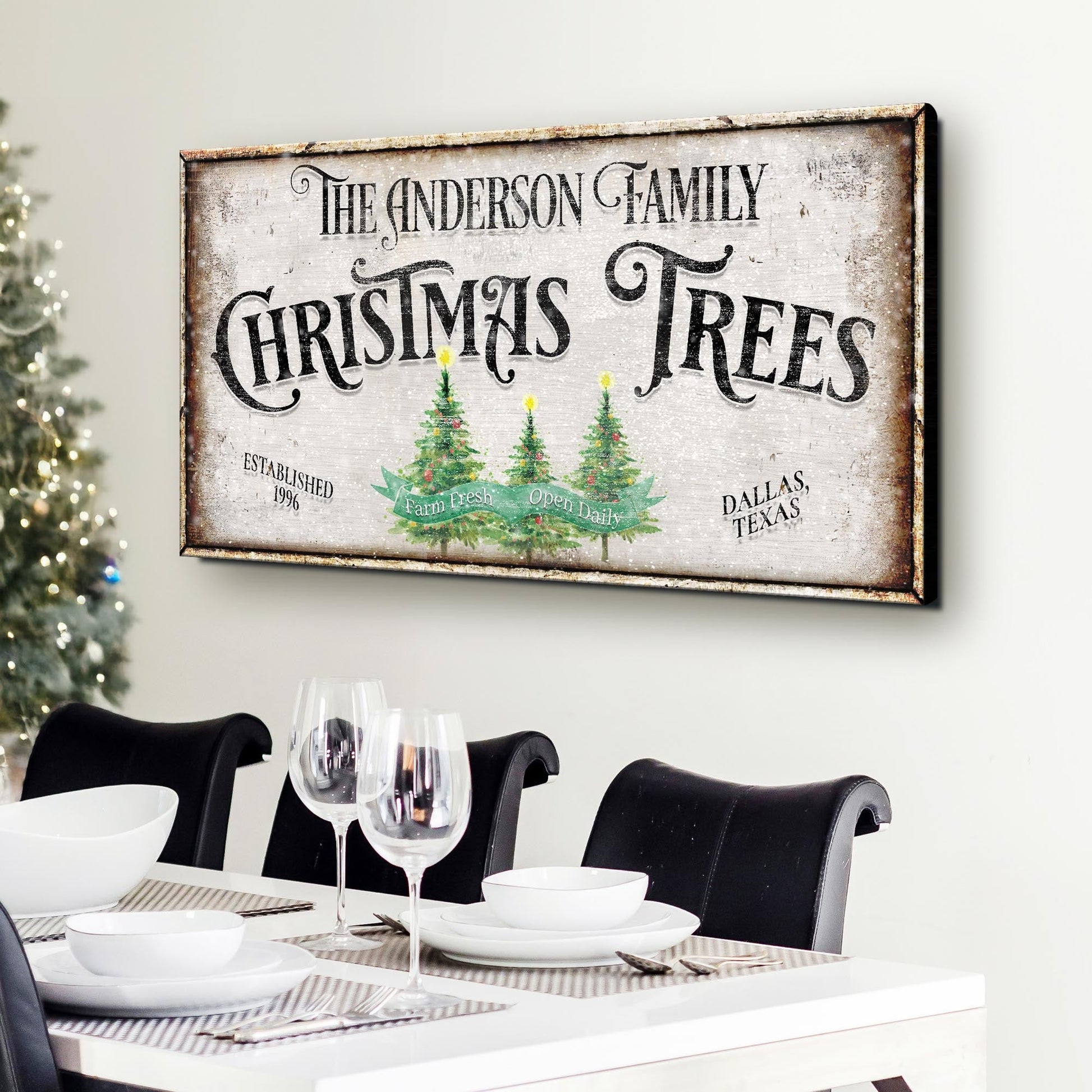 Family Christmas Tree Farm Sign III canvas art Tailored Canvases on Tampa Home & Garden Store