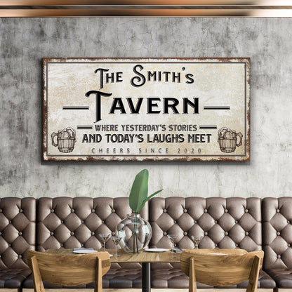 Tavern sign canvas The Smith's Tavern vintage typography on weathered frame Tailored Canvases on Tampa Home & Garden Store