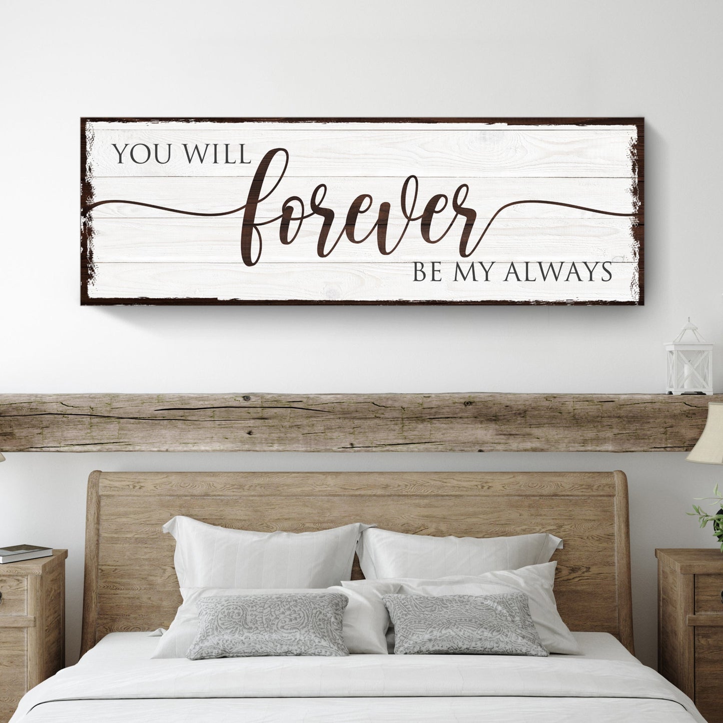 Forever Be My Always Sign canvas whitewashed wood panel rustic frame Tailored Canvases on Tampa Home & Garden Store