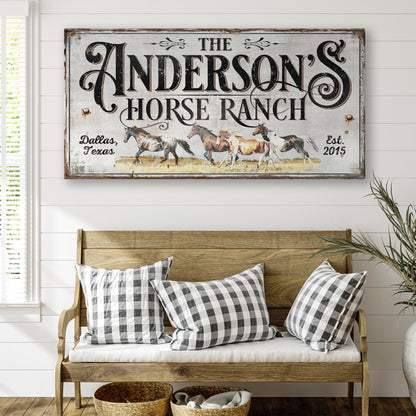 Personalized Horse Ranch Sign II canvas rustic decor by Tailored Canvases with horses on Tampa Home & Garden Store
