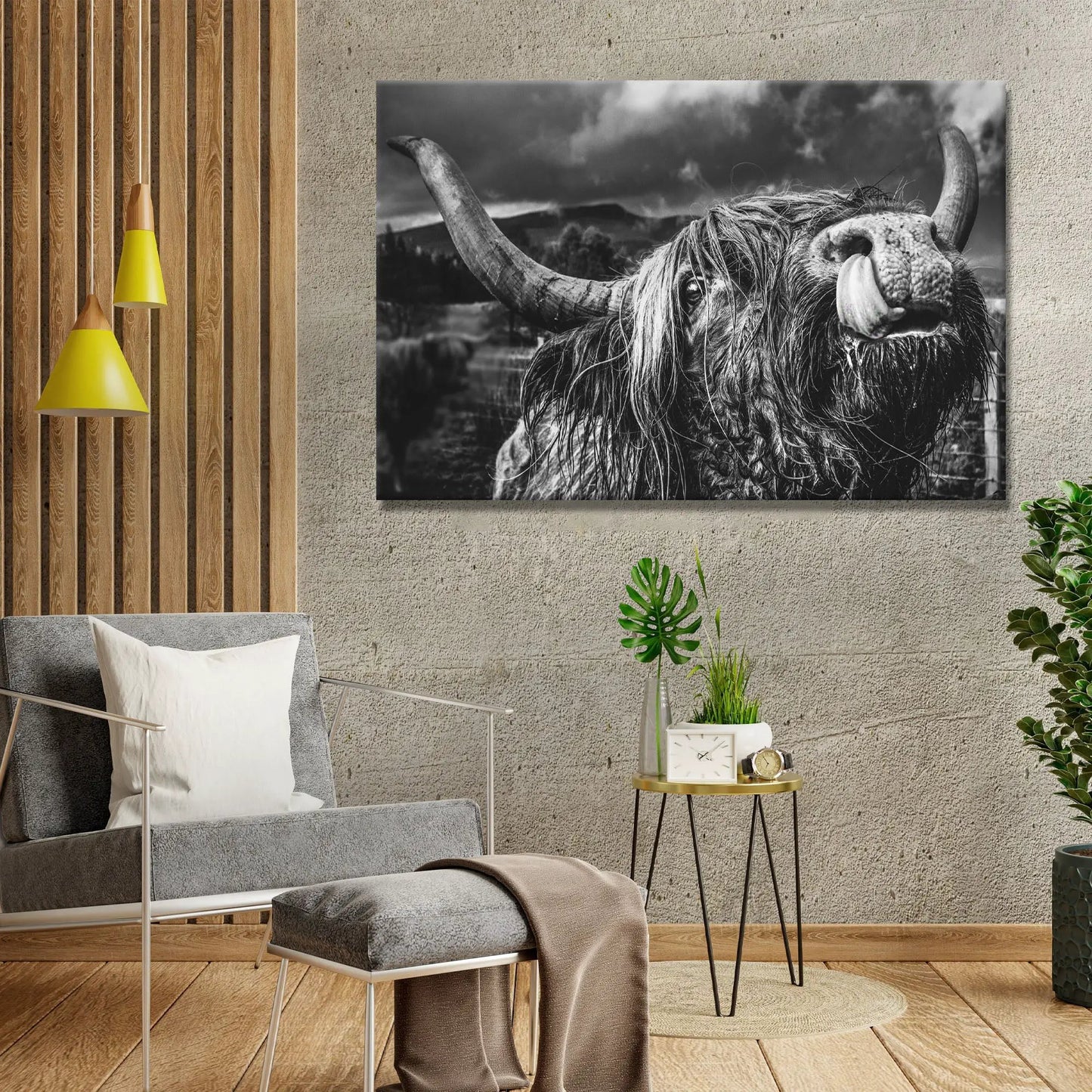 West Highland Cow Monochrome Canvas Wall Art Tailored Canvases crafting canvas on Tampa Home & Garden Store