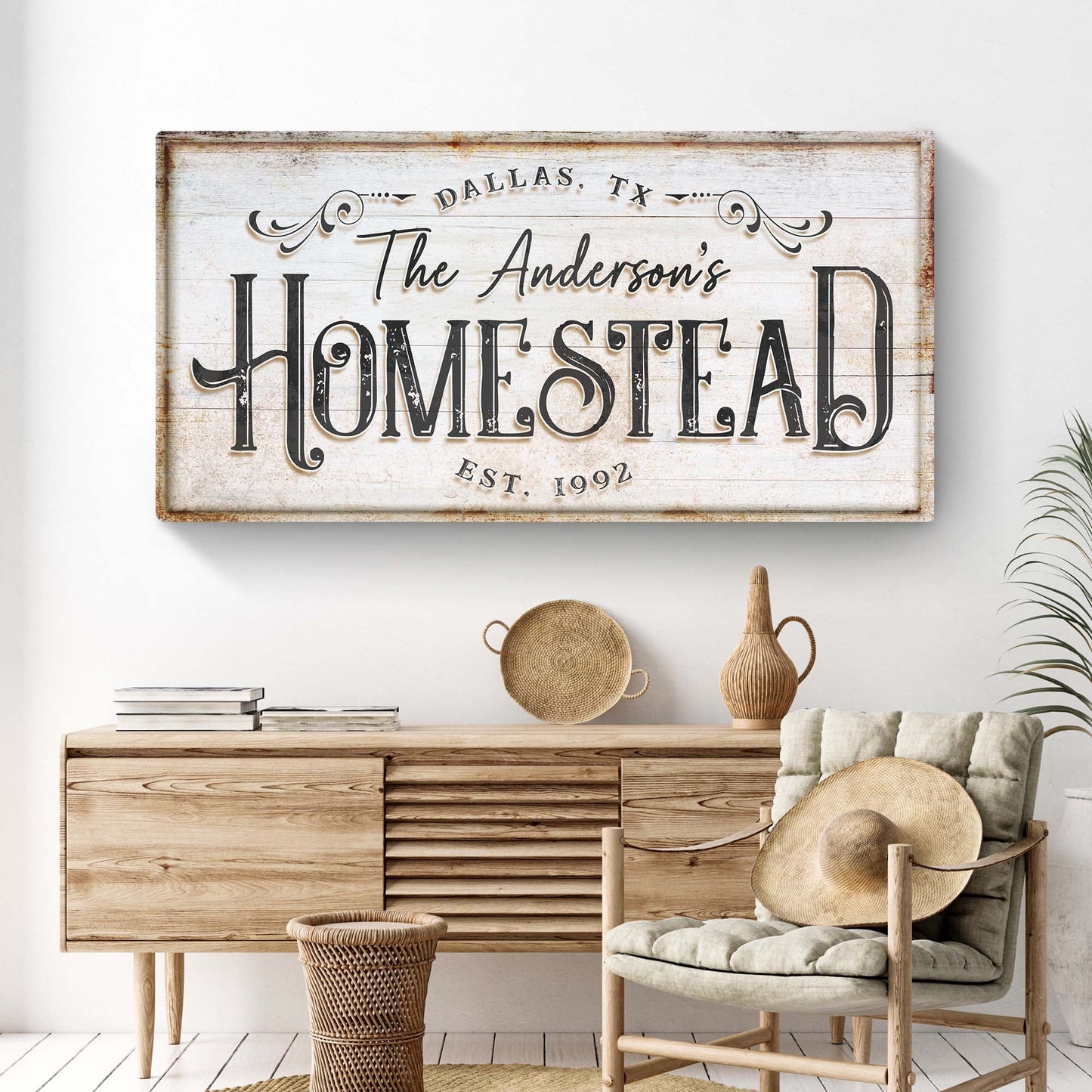 Canvas Homestead Sign VII by Tailored Canvases on wood with The Anderson's HOMESTEAD on Tampa Home & Garden Store
