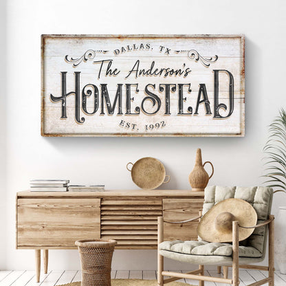 Canvas Homestead Sign VII by Tailored Canvases on wood with The Anderson's HOMESTEAD on Tampa Home & Garden Store
