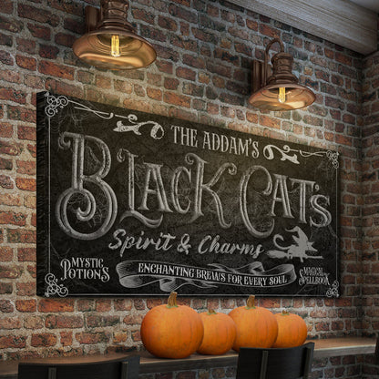 Black Cat’s Spirits & Charms Bar Halloween Sign II chalkboard-style canvas by Tailored Canvases on Tampa Home & Garden Store
