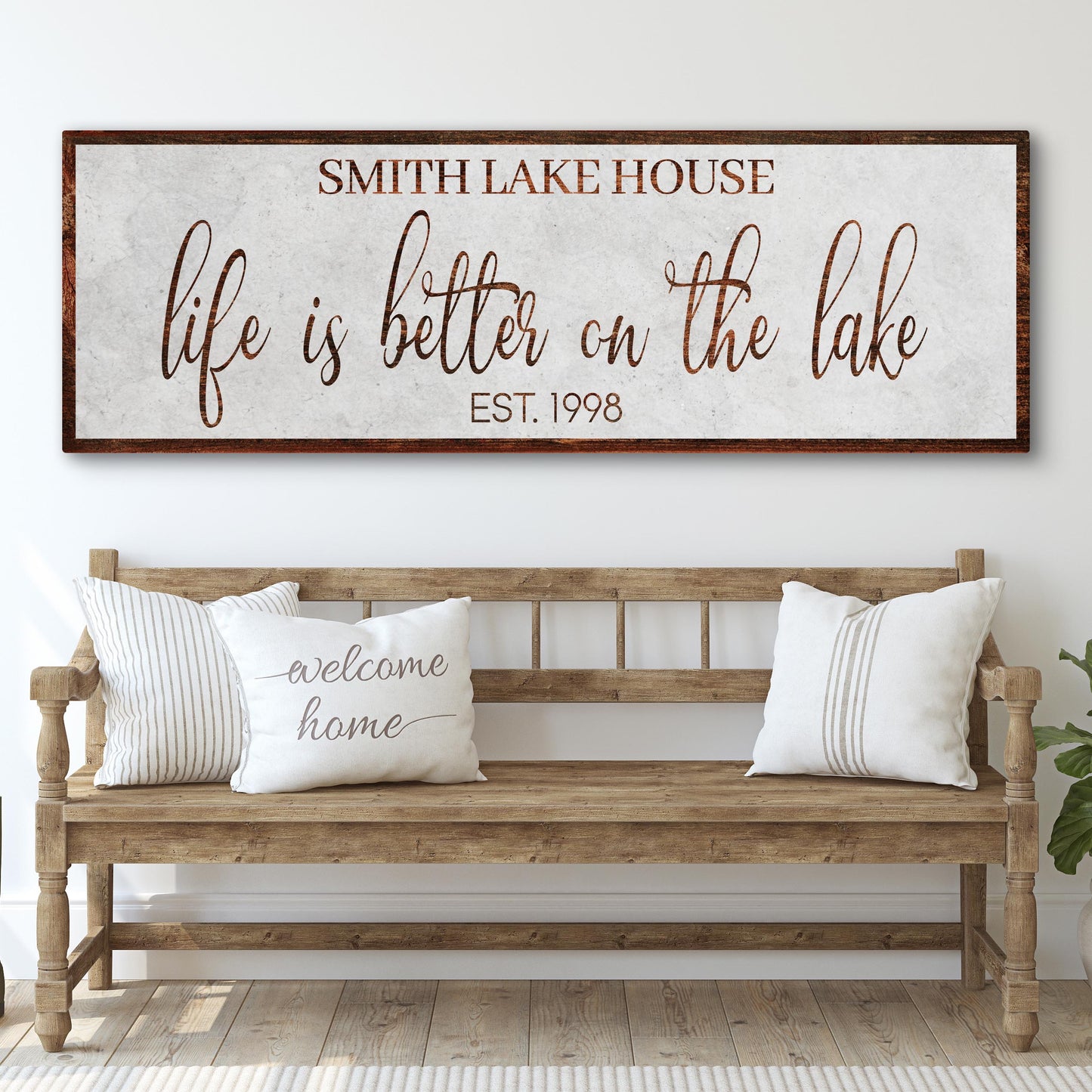 Life Is Better On The Lake Sign II canvas brown script on cream background by Tailored Canvases on Tampa Home & Garden Store