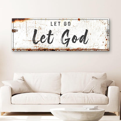 Let Go Let God canvas sign crafting canvas by Tailored Canvases with rustic texture on Tampa Home & Garden Store