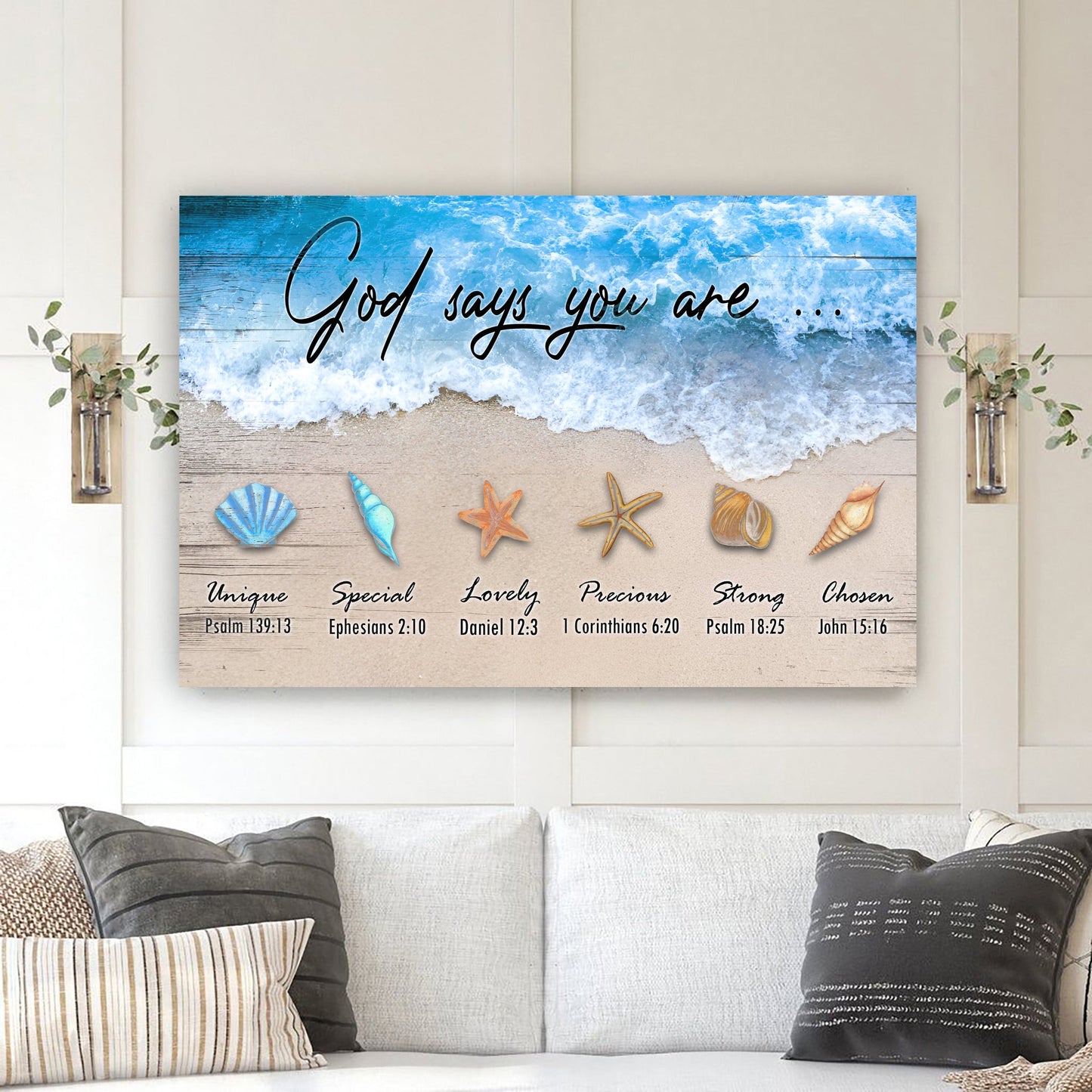 God Says You Are Faith Sign II canvas by Tailored Canvases, crafting canvas with ocean waves on Tampa Home & Garden Store