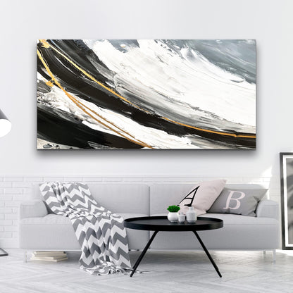 Modern Abstract Shadows Canvas by Tailored Canvases in black white gray with gold accents on Tampa Home & Garden Store