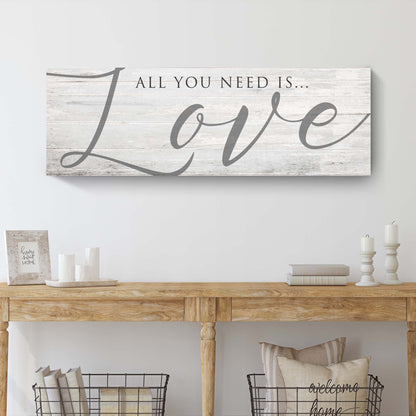 All You Need Is Love Sign IV canvas with distressed wood background Tailored Canvases on Tampa Home & Garden Store