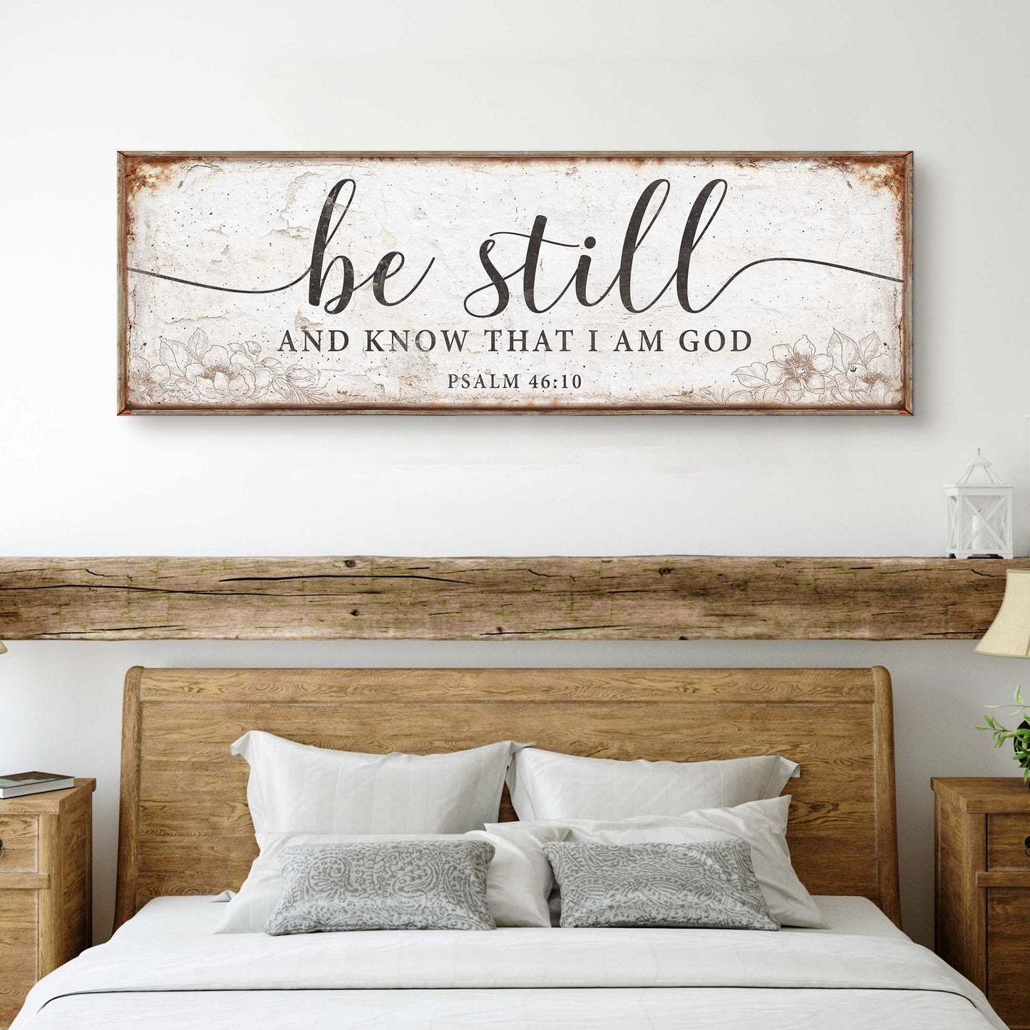 Tailored Canvases canvas sign Psalm 46:10 Be Still And Know That I Am God with rustic frame on Tampa Home & Garden Store
