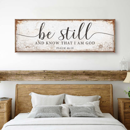 Tailored Canvases canvas sign Psalm 46:10 Be Still And Know That I Am God with rustic frame on Tampa Home & Garden Store