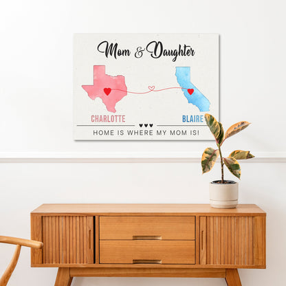 Tailored Canvases canvas sign Mother's Day Home Is Where My Heart Is with Mom & Daughter script on Tampa Home & Garden Store