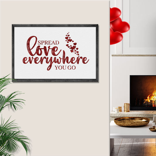 Valentines Day Sign IV canvas by Tailored Canvases; red script with hearts, dark wood frame on Tampa Home & Garden Store