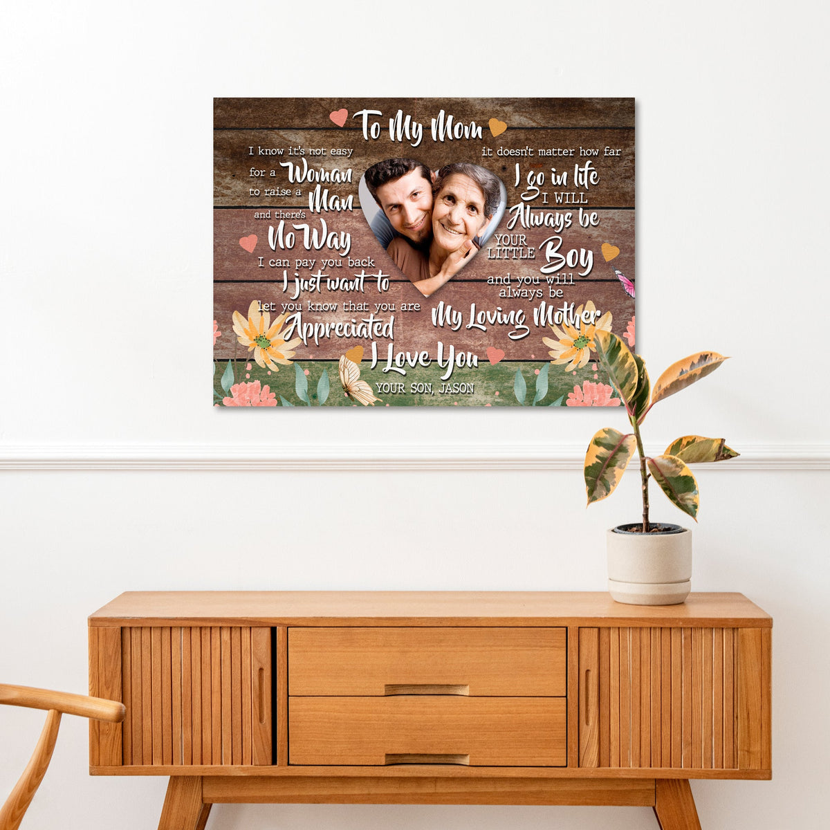 Mother's Day Sign Always My Loving Mother canvas by Tailored Canvases featuring script quotes on Tampa Home & Garden Store