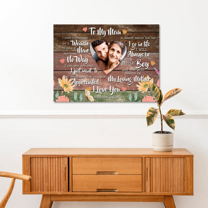 Mother's Day Sign Always My Loving Mother canvas by Tailored Canvases featuring script quotes on Tampa Home & Garden Store