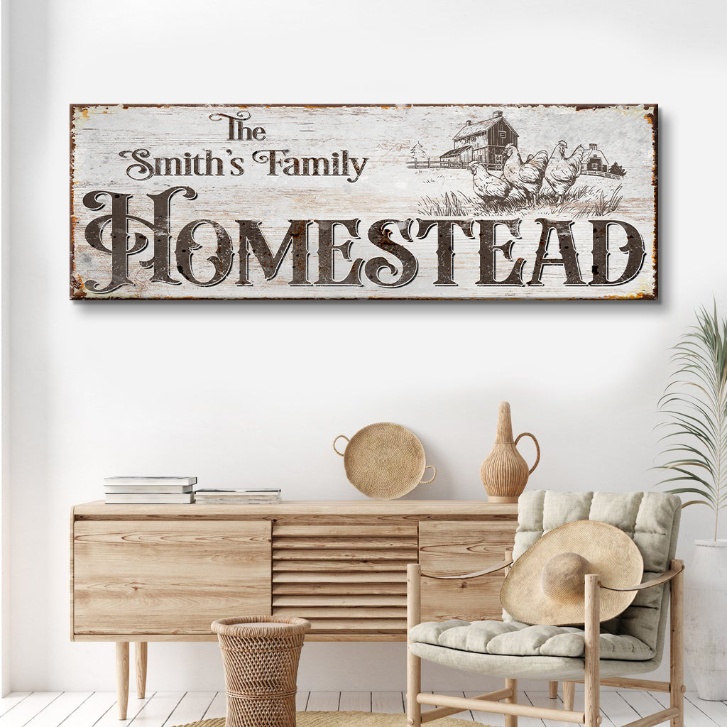 Family Homestead Sign II canvas by Tailored Canvases; rustic farmhouse wall art on Tampa Home & Garden Store