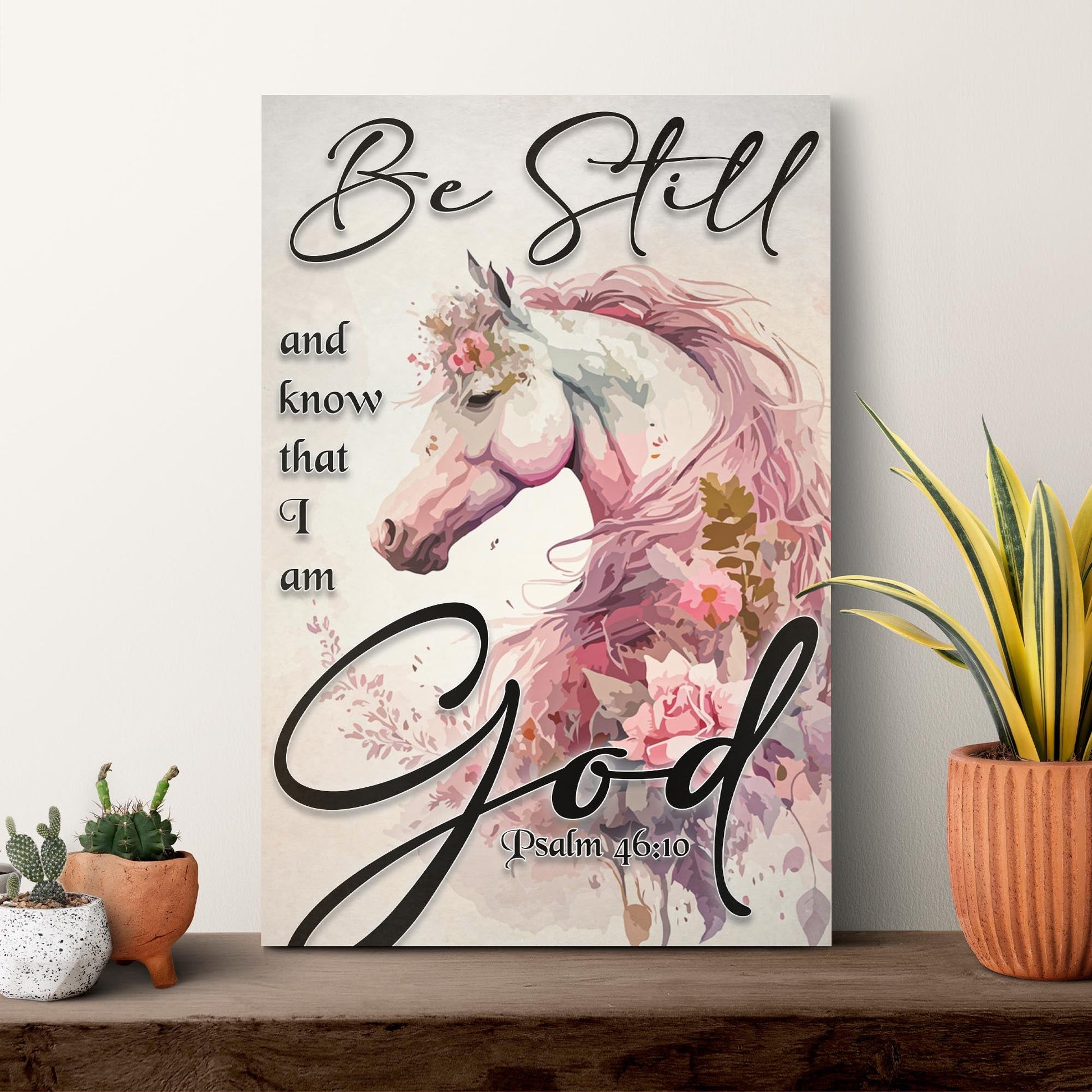 Canvas Be Still And Know That I Am God Psalm 46:10 Faith Sign IV with unicorn artwork on Tampa Home & Garden Store
