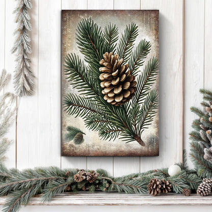 Vintage Winter Pine Cone Christmas Wall Art canvas with pinecone and needles Tailored Canvases on Tampa Home & Garden Store