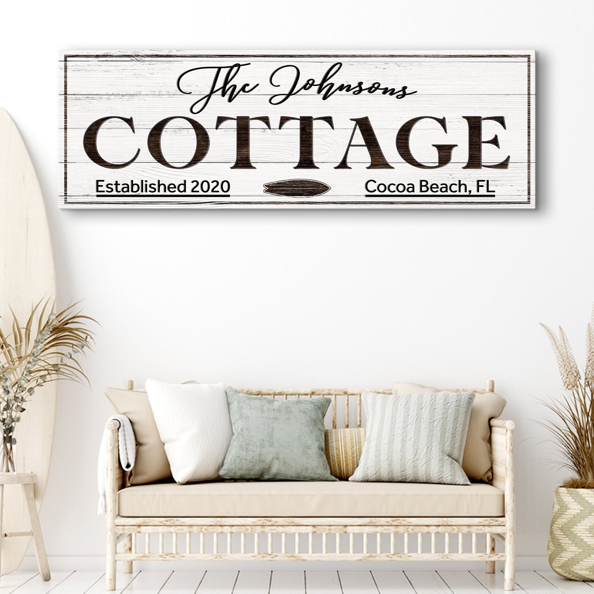 Cottage Beach House Sign canvas by Tailored Canvases, The Johnsons COTTAGE Cocoa Beach FL on Tampa Home & Garden Store