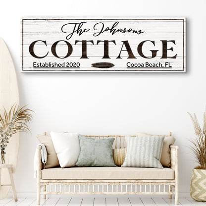Cottage Beach House Sign canvas by Tailored Canvases, The Johnsons COTTAGE Cocoa Beach FL on Tampa Home & Garden Store