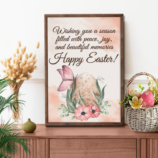 Easter Wishes Sign canvas by Tailored Canvases with watercolor flowers in a wood frame on Tampa Home & Garden Store