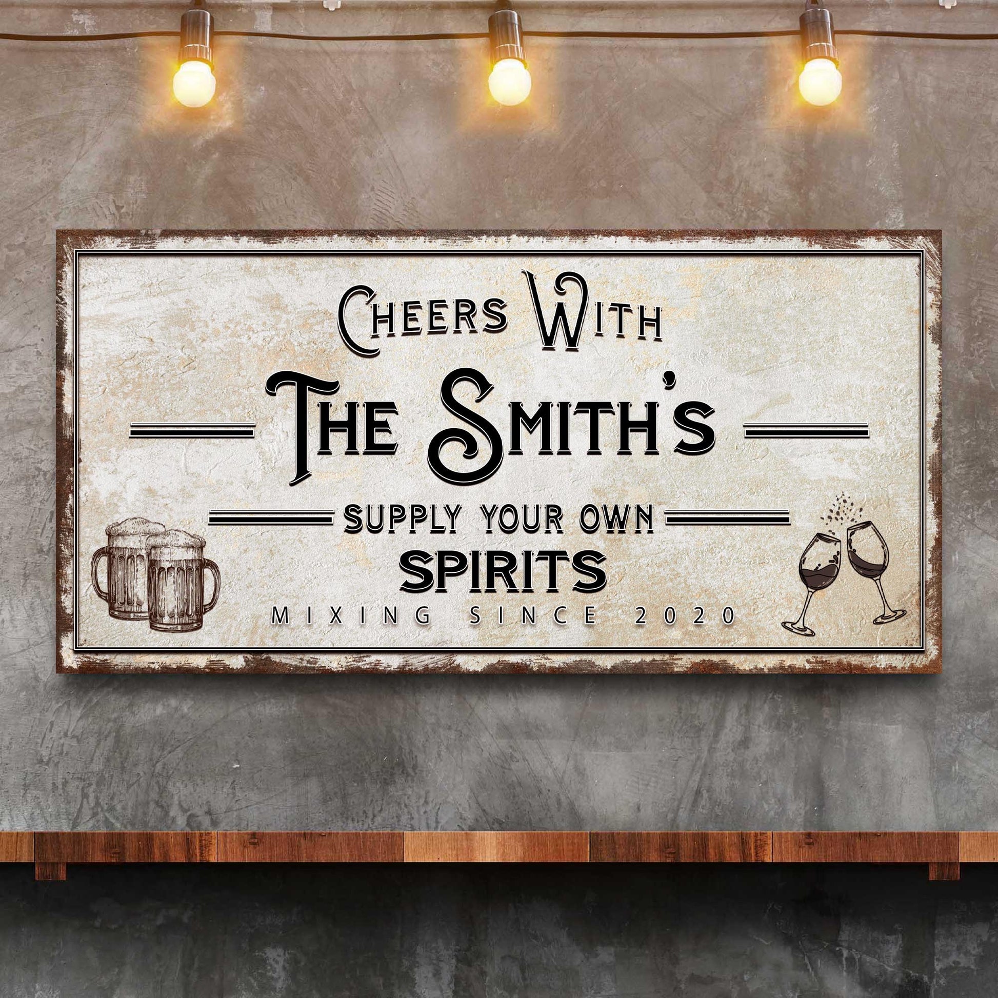 Supply Your Own Spirits Bar Sign canvas with vintage typography on rustic beige background on Tampa Home & Garden Store