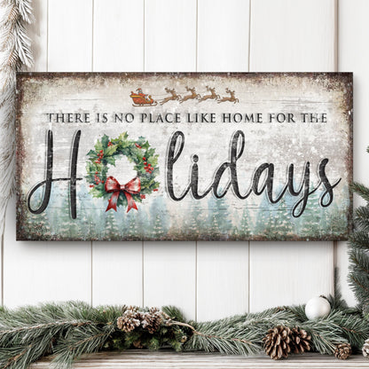 Tailored Canvases Christmas canvas sign No Place Like Home For Holidays with holly wreath on Tampa Home & Garden Store