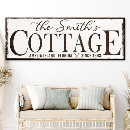 Cottage Beach House Sign II canvas crafting sign whitewashed with brown edges Tailored Canvases on Tampa Home & Garden Store