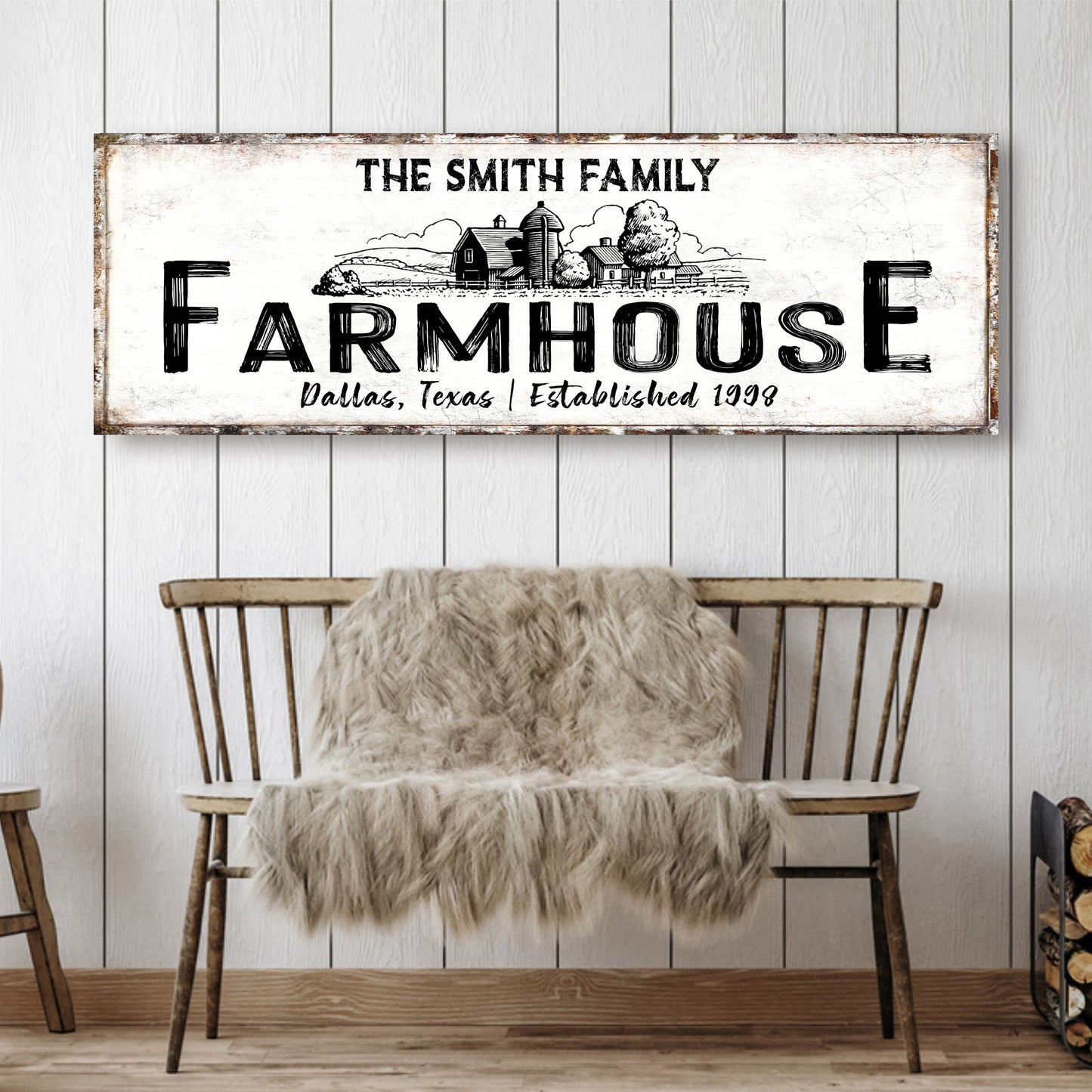 Rustic farmhouse sign crafting canvas by Tailored Canvases featuring Smith Family Farmhouse on Tampa Home & Garden Store