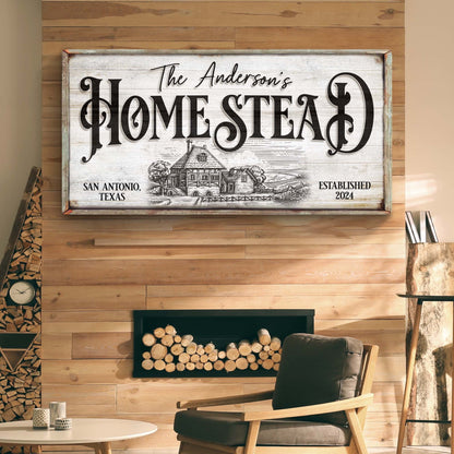 Tailored Canvases Homestead Sign X canvas decor with framed panel and HOME STEAD lettering on Tampa Home & Garden Store