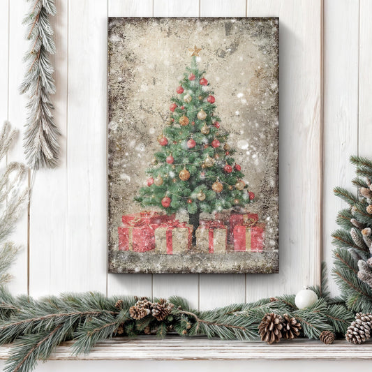 Canvas Vintage Christmas Tree With Gifts Wall Art III Tailored Canvases on Tampa Home & Garden Store
